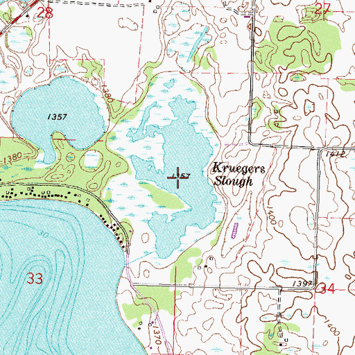 Topographic Map of Kruegers Slough, MN