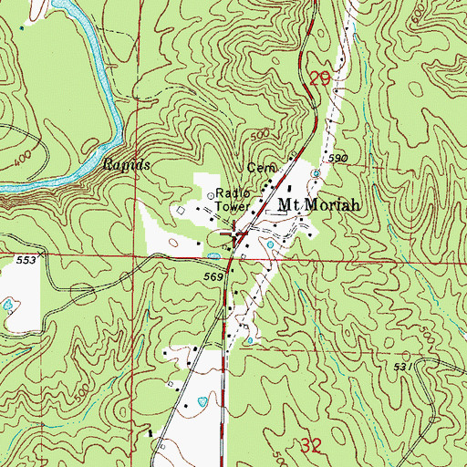 Topographic Map of Mount Moriah Missionary Baptist Church, AR