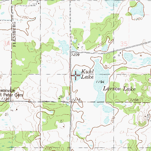 Topographic Map of Kuhl Lake, MN