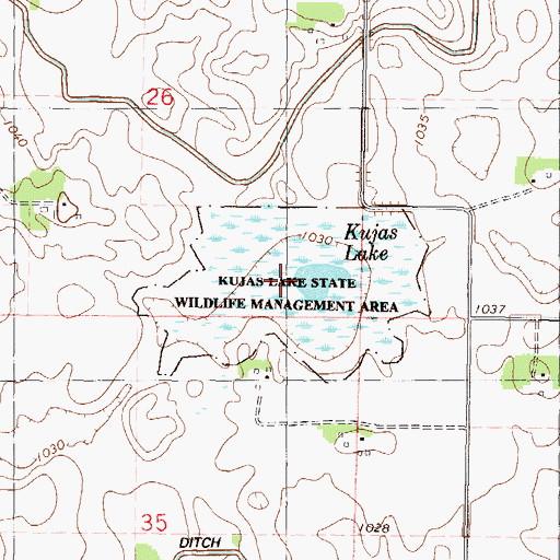 Topographic Map of Kujas Lake, MN