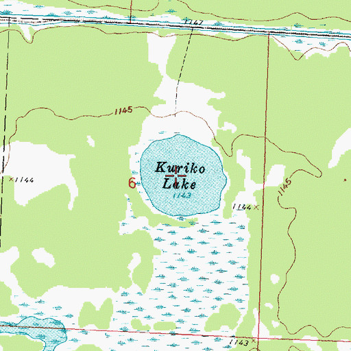 Topographic Map of Kuriko Lake, MN