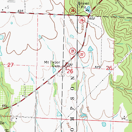 Topographic Map of Mount Tabor Methodist Church (historical), AR