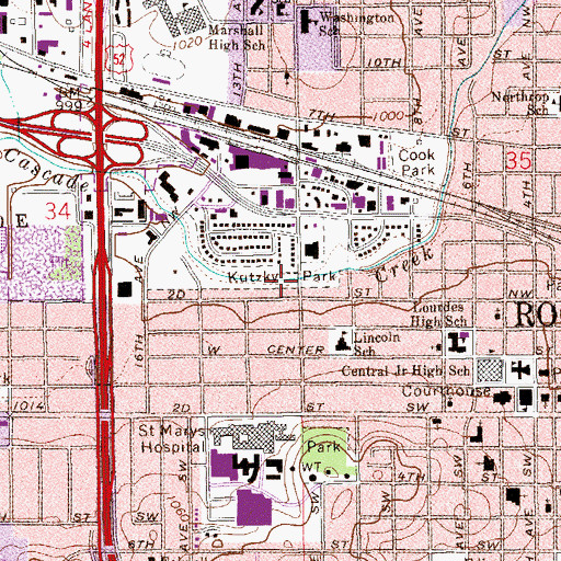 Topographic Map of Kutzky Park, MN