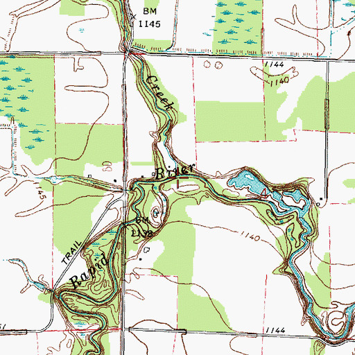 Topographic Map of Kvalnes Creek, MN