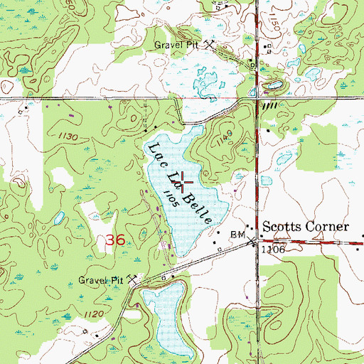 Topographic Map of Lac La Belle, MN