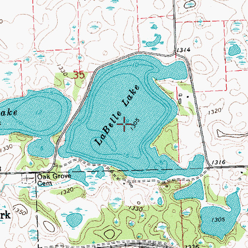 Topographic Map of LaBelle Lake, MN