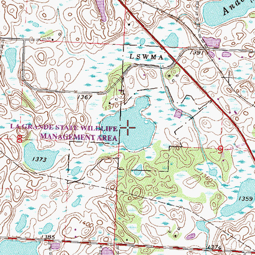 Topographic Map of LaGrand State Wildlife Management Area, MN