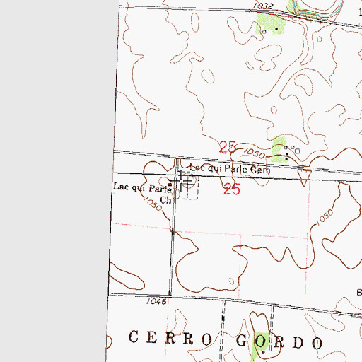 Topographic Map of Lac qui Parle Cemetery, MN