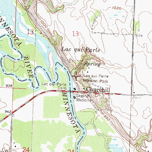 Topographic Map of Lac qui Parle Mission Park, MN