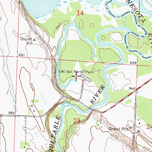 Topographic Map of Lac qui Parle Park, MN