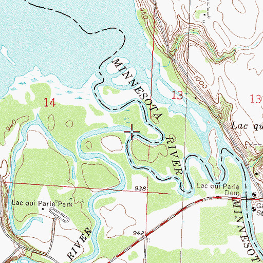 Topographic Map of Lac qui Parle River, MN