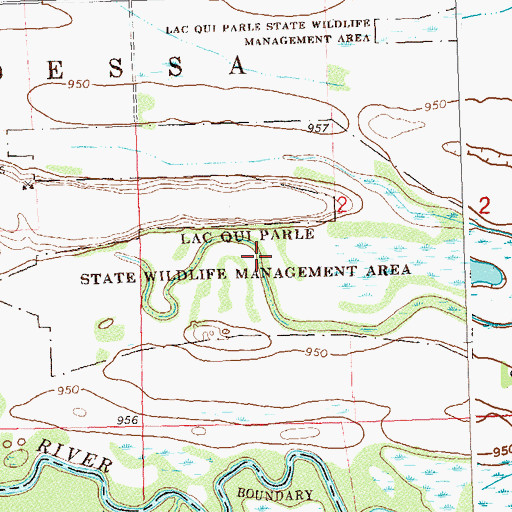 Topographic Map of Lac Qui Parle State Wildlife Management Area, MN