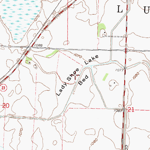Topographic Map of Lady Shoe Lake Bed, MN