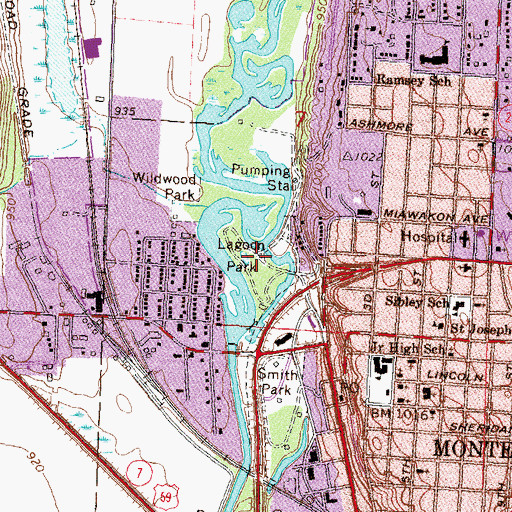 Topographic Map of Lagoon Park, MN