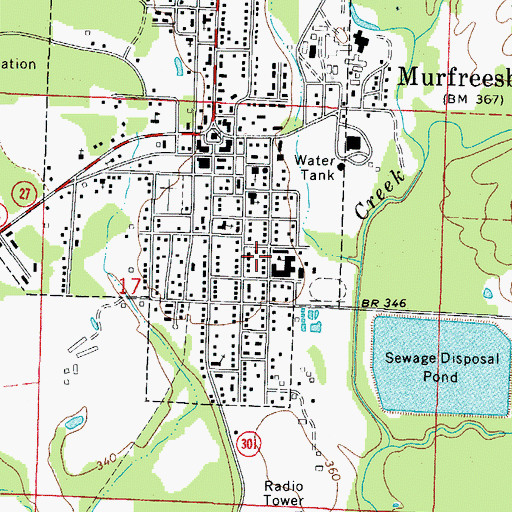 Topographic Map of Murfreesboro Elementary School, AR