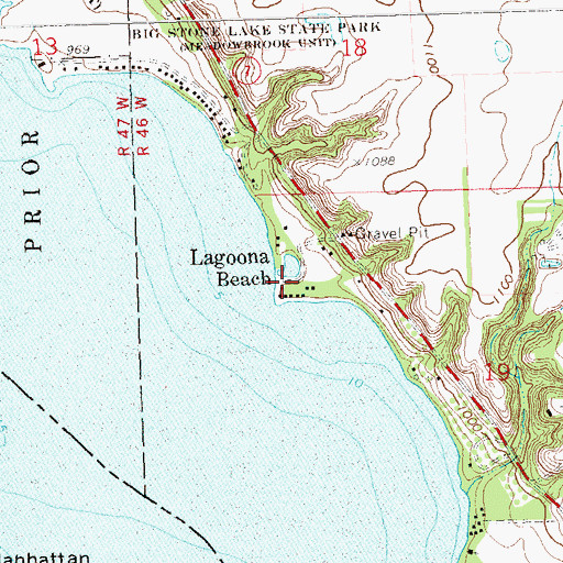 Topographic Map of Lagoona Beach, MN