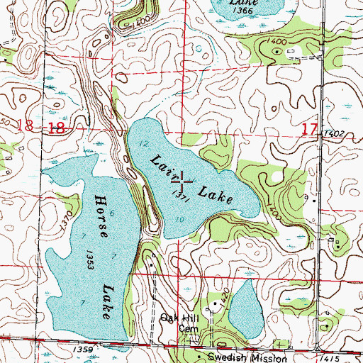 Topographic Map of Lair Lake, MN