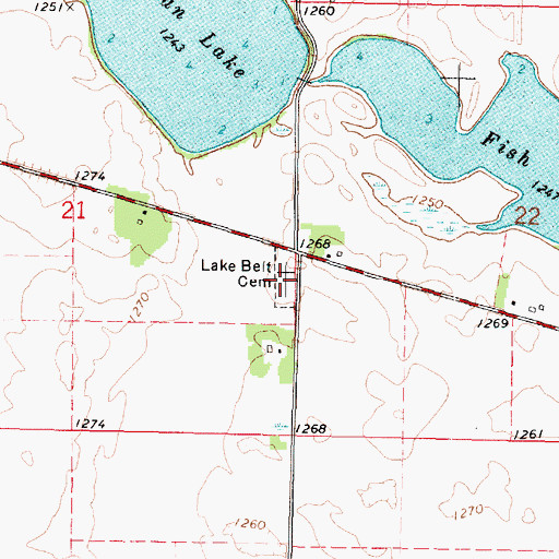 Topographic Map of Lake Belt Cemetery, MN