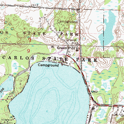 Topographic Map of Lake Carlos State Park, MN