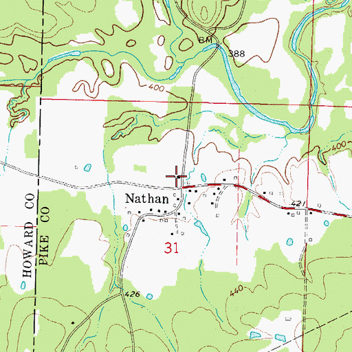 Topographic Map of Nathan Church of Christ, AR