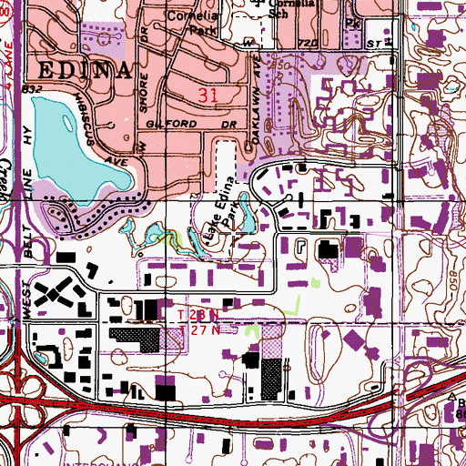 Topographic Map of Lake Edina Park, MN