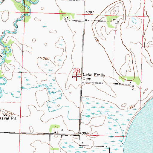 Topographic Map of Lake Emily Cemetery, MN