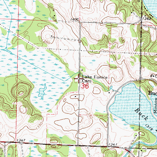 Topographic Map of Lake Eunice Cemetery, MN