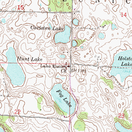 Topographic Map of Lake Eunice Church, MN