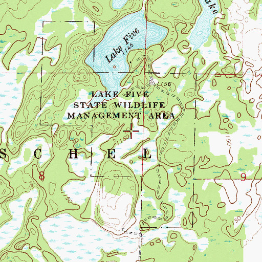 Topographic Map of Lake Five State Wildlife Management Area, MN
