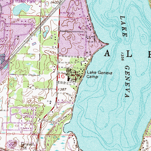Topographic Map of Lake Geneva Camp, MN