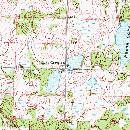 Topographic Map of Lake Grove Church, MN