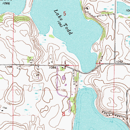 Topographic Map of Lake Hook School, MN