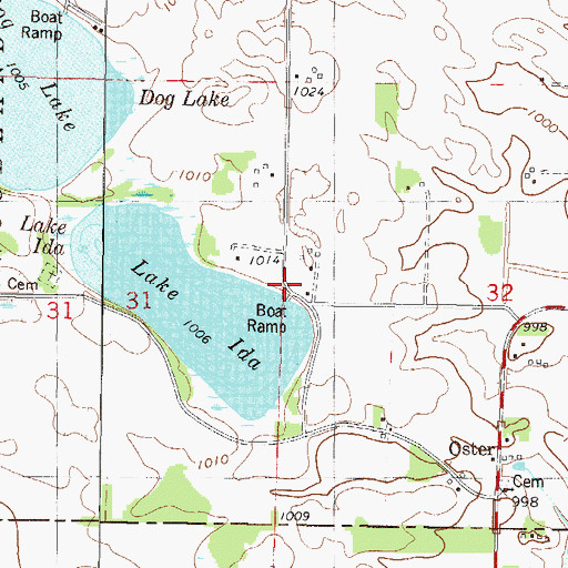 Topographic Map of Lake Ida School, MN
