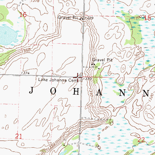 Topographic Map of Lake Johanna Cemetery, MN