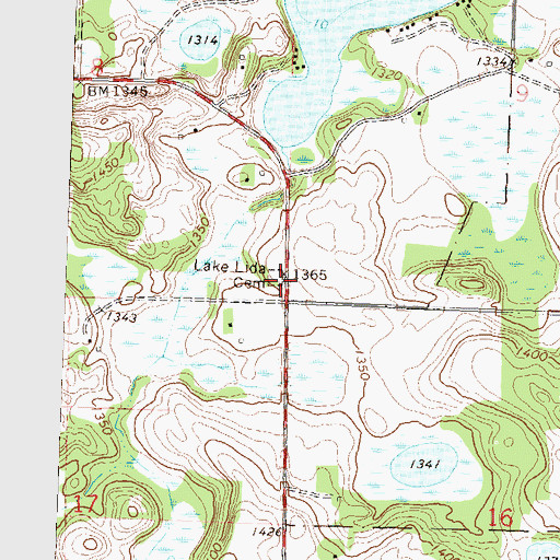 Topographic Map of Lake Lida Cemetery, MN