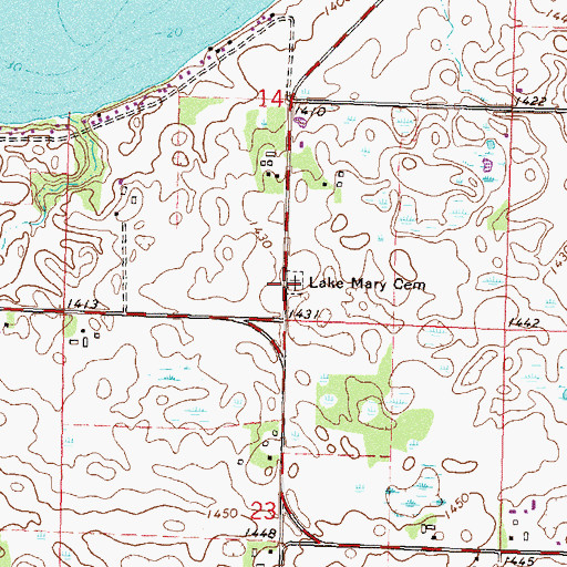Topographic Map of Lake Mary Cemetery, MN