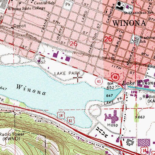 Topographic Map of Lake Park, MN