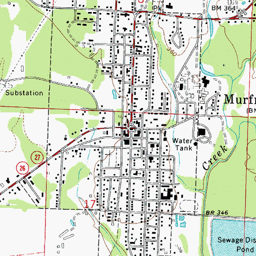 Topographic Map of Pike County Courthouse, AR