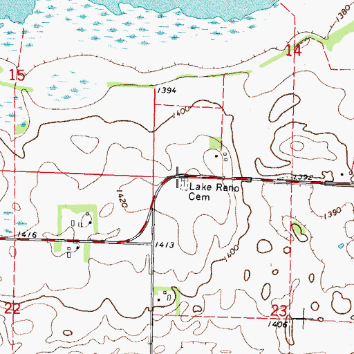 Topographic Map of Lake Reno Cemetery, MN