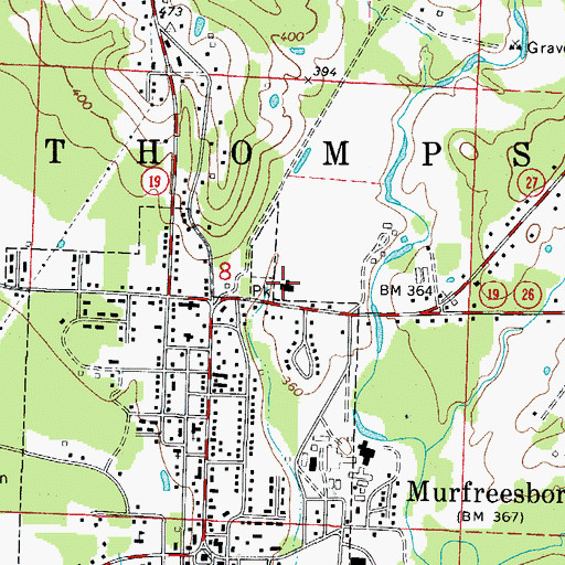 Topographic Map of Pike County Memorial Hospital, AR