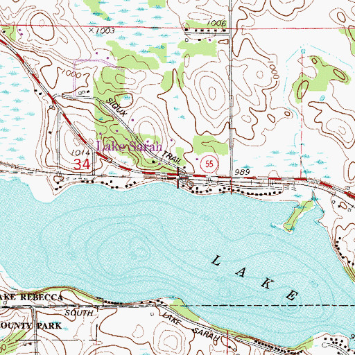Topographic Map of Lake Sarah, MN