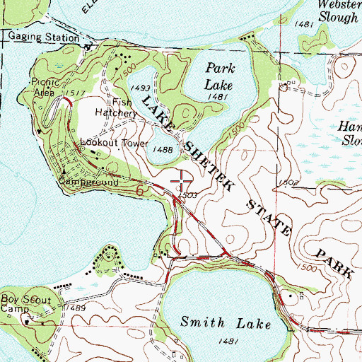 Topographic Map of Lake Shetek State Park, MN