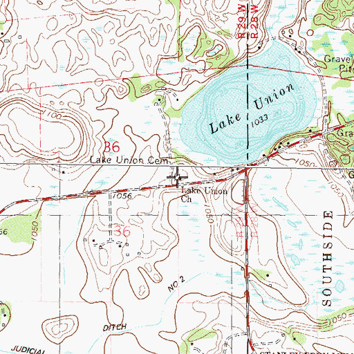 Topographic Map of Lake Union Church, MN