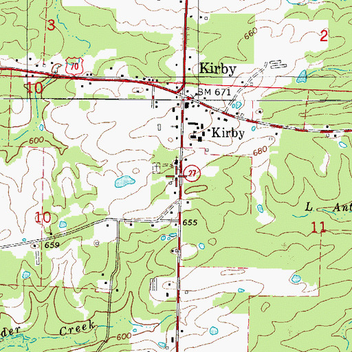 Topographic Map of Pleasant Grove Primitive Baptist Church, AR