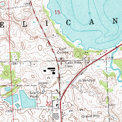 Topographic Map of Lake View Cemetery, MN