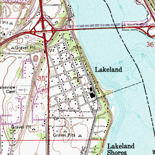 Topographic Map of Lakeland, MN
