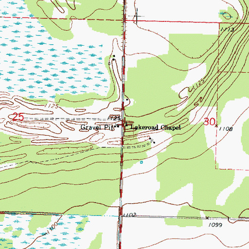 Topographic Map of Lakeroad Chapel, MN