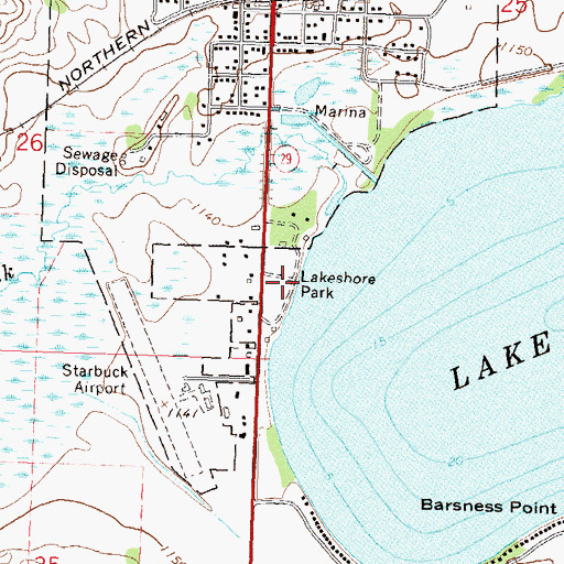 Topographic Map of Lakeshore Park, MN