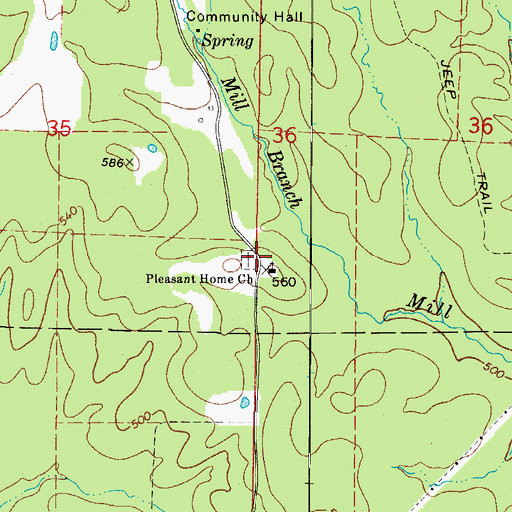 Topographic Map of Pleasant Home (historical), AR