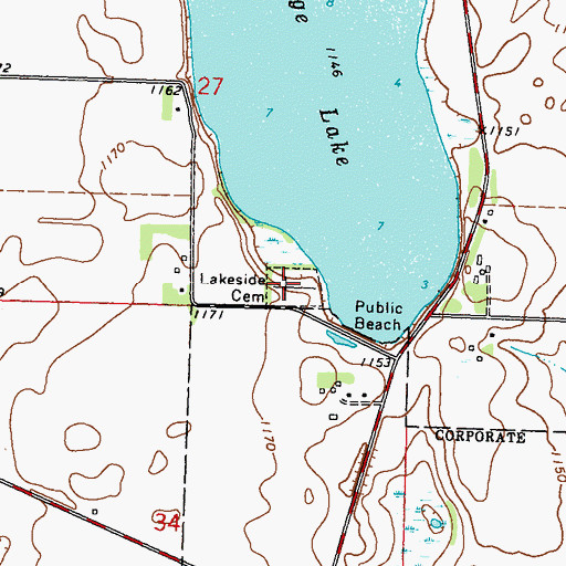 Topographic Map of Lakeside Cemetery, MN